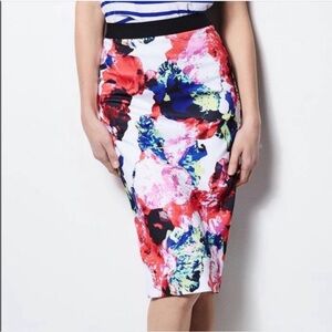Milly Bright Floral Midi Pencil Skirt